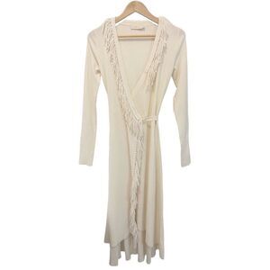 Tory Burch Knit Wrap Dress with Diagonal Fridge
